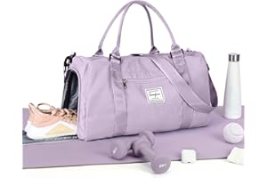 HYC00 Gym Bags Women Men Sports Duffle Bag with Shoes Compartment & Wet Pocket, Travel Duffel Bags for Women Large Weekend Overnight Holdall for Hospital Swimming Carry on Hand Luggage Bag, Purple