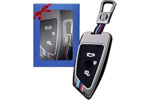Yumzeco Zinklegierung Autoschlüssel Hülle Keyless Kompatibel mit B-MW 2 5 6 7 Serie X1 X3 X5 X5M X6 X6M Schlüsselhülle mit Silicone TPU Schlüssel Cover Schutzhülle mit Schlüsselanhänger Grau