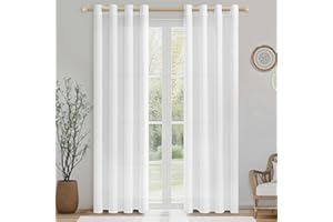 CUTEWIND Cortinas Blancas Lino Salon Modernas 2 Piezas 140x240 CM Cortina Blanca Translucida Visillos Dormitorio Juvenil Cortinas Comedor Habitacion Matrimonio de Casa con Ojales