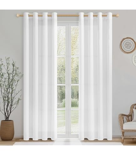 Gardine Voile Leinenoptik – 132 X 213 Cm, Halbtransparent, Gelb, Mit Ösen, Für Wohnzimmer & Balkontür