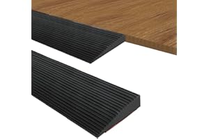 YUNLAISHAOCER Rampa de Umbral de Puerta, Rampa de Umbral Autoadhesiva, Superficie Antideslizante, Tira de Umbral de Puerta de Goma, para Sillas de Ruedas, Rollators, Scooters Eléctricos (Negro, 90x8x3cm)