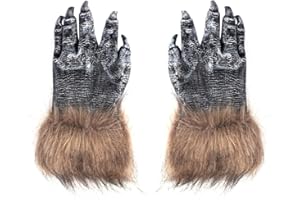 LONTG Halloween Wolf Claws Werewolf Costume Gloves Accessory Halloween Costume Party Handwear Fancy Dress Cosplay Animal Paws Gloves Hairy Hands Gloves Scary Wolf Costume Props for Adults One size