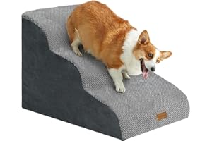 Trhillsbrad Szerokie schody dla psów, 3 stopnie, 40 cm wysokości, dla małych psów, z gęstej pianki, pokrowiec nadający się do prania i antypoślizgowy spód