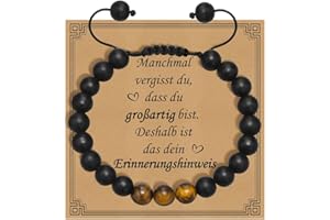 Gamtic Perlenarmband Herren Geschenk für Männer - 8mm Schwarzen Onyx Perlen Tigerauge-Armband Natursteinen Perlenarmbänder Herren Geschenk für Ihn Freund Mann Ehemann Sohn Bruder