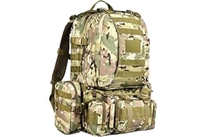 Wiserset Taktischer Rucksack, 60L Militär Armee Rucksack, großer Survival Molle Tagesrucksack für Herren und Frauen,abnehmbare Outdoor Tasche