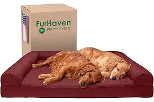 FurHaven Quilted Sofa-Style Solid Slab Orthopedic Foam Dog Bed - Wine Red, Jumbo Plus (XX-Large)