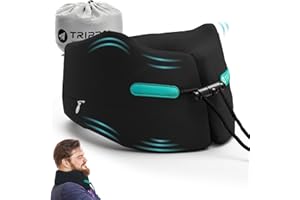 ‎JOSCOAL Joscoal Memory Foam Nackenkissen Reise Reisekissen Luxuriös Flugzeug Kinnstütz Travel Pillow Auto-Kopfstütze Reise Büro Autos Stützfunktion(Erwachsenen Größe L, Schwarz)