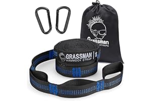 Grassman Hängematten Befestigung Längen-Verstellbares, 300cm Länge Aufhängung Hängematte Baum Schaukel Befestigung für Camping-Hängemattenzubehör, Hängematte Gurt mit 2 Hakenkarabinern 20 Schlaufen