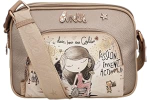 Anekke - Damska torba na ramię - Damska torba na ramię ze sztucznej skóry z regulowanym paskiem i zapięciem na zamek błyskawiczny - 3 przegródki - Akcesoria i dodatki damskie - Wymiary 25 x 19 x 6 cm,