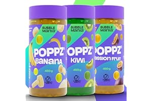 ‎BUBBLEMANIA BubbleMania Bubble Tea Perlen - Bubbles für Bubble Tea, Popping boba Perlen Maracuja, Kiwi, Banane Tapioka Fruchtperlen und Boba Perlen - 100% vegan und glutenfrei Fertig für den Verzehr (Pack of 3)