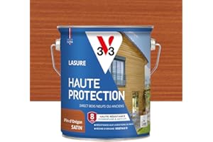 V33 Lasure Bois extérieur Pin d'orégon satin - Haute Protection 8 ans - Haute résistance hydrofuge et anti-UV - Résiste aux variations du bois - Ecolabel, résine d'origine végétale - 2,5L