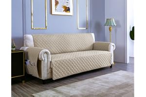 ‎SEVI'S sevi's Sofa überzug 3 Sitzer - Sofabezug Wasserdicht Kratzfest - Couch Überzug Reversibel Fleckenresistent - Sofa Cover für Katzen und Hunden - Beige