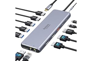 SELORE&S-GLOBAL Docking Station USB C Dual Monitor 13 in 1 Triple Display USB C Hub Multiple Adapter con 2 HDMI+DP+USB3.1+Ethernet+Audio, USB C Dongle para MacBook/Dell/HP/Lenovo ThinkPad/Surface