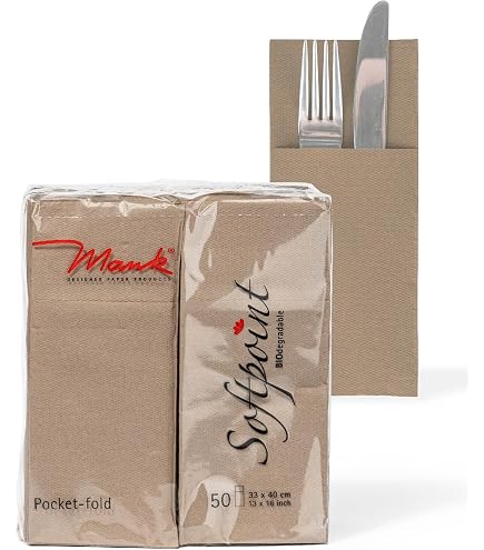 Papstar Bestecktaschen 81012, Papier, Grau, 23,5 X 7,3 Cm, Inkl