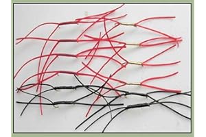 TROUTFLIES UK NYMPH FLIES Blood Worm Trout Fishing Flies, 12 Pack Apps Bloodworm, Red, Black & Red & Gold, Size 10