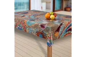 ‎LARO laro Wachstuch-Tischdecke Abwaschbar Garten-Tischdecke Wachstischdecke PVC Plastik-Tischdecken Eckig Meterware Wasserabweisend Abwischbar G03, Muster:Mosaik bunt, Größe:100x140 cm
