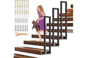 SCGSJZH Rampe Escaliers Intérieur Garde Corps en Forme de U Balustrade, Montage Latéral Main Courante, Noir Fer Forgé Rambarde pour Villas, Balcons, Couloirs (110cm)