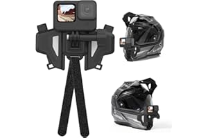 AuyKoo Aggiornato Supporto per Moto Casco per GoPro e Insta360, Supporto Mento per Casco Pieghevole per Hero 11 10 9 8 7 6 5, Insta360, DJI Osmo e la Maggior Parte Delle Action Cam, Grigio