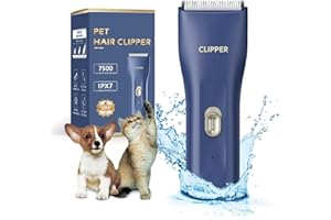Favrison Dog Clippers Professional for Thick Hair,Powerful Electric Dog Hair Clippers Pet Grooming Kit with Detachable Blade,Cordless Cat Clippers for Small Pets(Blue)
