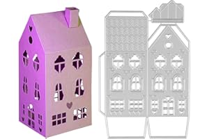 AKONE Plantillas de troquelado para casas, 3D, plantillas de troquelado, máquina de troquelado, plantilla de repujado, plantilla de metal, marco de corte, caja de scrapbooking, plantillas de papel