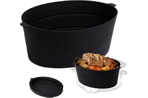 SLOWSEAL Slow Cooker Liner, 3.5L, Foldable Silicone Liner For Easy Storage, Dishwasher Safe, Food Grade Material, Compatible With Most Top Brands, Kitchen Accessories, Sustainable Kitchen Goods (Black)
