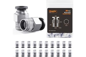 HANGLIFE PC4-M10 Connettori per Tubo PTFE, Raccordi Rapidi Push-to-Connect, Accoppiatore Pneumatico per Filamento da 1,75 mm, Adattatore Push-Fit – Accessori per Stampanti 3D (Pacco da 20)