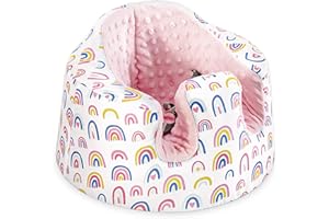 GENERIC Seat Cover Compatible with Bumbo Seat and Nuby Seat,Floor Seat Cover for Boys and Girls,Removable Breathable Baby Seat Cover,New Designed,Anti-Slip,Seat Not Included (Pink Rainbow Plus Velvet)