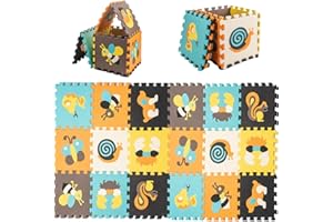 KOKOBOX Tapis de Sol Puzzle Bebe Enfants Pliable L-18PZ 30 * 30cm Tapis Dalle Mousse Bébé Tapis de Jeux Bebe Mousse Tatami Puzzle Goma Eva Dalles en Mousse Babymat Tapis d éveil - Jardin Coloré