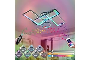 ‎KZT KZT LED Musik Deckenleuchte Dimmbar RGB Farbwechsel Wohnzimmerlampe mit Fernbedienung Und APP Steuerung Deckenlampe Modern Deckenbeleuchtung für Kinderzimmer Schlafzimmer Wohnzimmer Küche Lampe