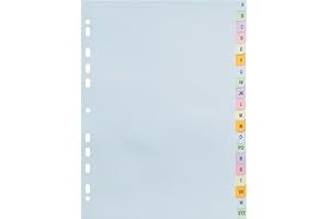 Exacompta - Réf. 2621E - 1 Intercalaire en carte pastel 170g/m2 Forever avec 20 touches imprimées alphabétiques de A à Z - format à classer A4 - dim 22,5x29,7 cm - couleurs assorties pastels