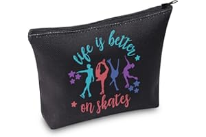 WZMPA Ice skating Cosmetic Bag Roller Skating Gift Life Is Better On Skates Makeup Zipper Pouch Bag Figure Skating Merchandise, Better On Skates