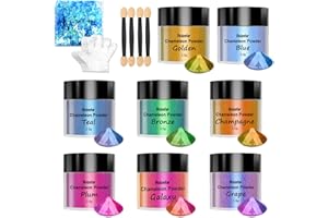Cire Poudre de Mica Caméléon, 8 Couleurs X 3,5 g de Poudre Métallique Pigmentée époxy pour Peinture Au Savon, Fabrication de Bijoux, Vernis à Ongles, Fabrication de Bougies, Slime