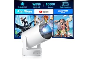 2026 Salange Mini Projektor Kompatibel med 1080p 4K Smart Android 14 | Bärbar Projektor med WiFi 6 Bluetooth 5.4 Inbyggd Appbutik Kompakt Storlek för Användning, Kompatibel iPhone Android Phones