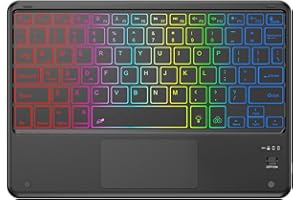 KBCASE Bluetooth Keyboard with Touchpad Ultra-Slim Wireless Keyboards with 7 Color Backlitlight for iPad,iPad Pro,iPad Air,Tablet Samsung Galaxy, Xiaomi, Huawei, Lenovo,Windows,Android, QWERTY