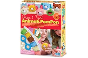 4M 00-04760 Crea i Tuoi Animali PomPon, Crea Animaletti Morbidi e Colorati, Kit Creativo e Gioco Fai da Te per Bambini con Lana, Multicolore, dai 5 anni