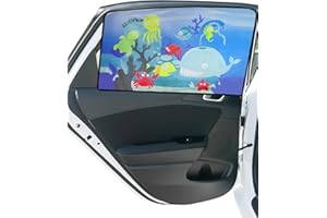 NebulaGlam 2 Unidades Parasol Magnético, Protección Solar Magnética para Automóviles, Patrón del Fondo Marino, Parasol Coche Bebe con Protección UV, para Ventana Trasera