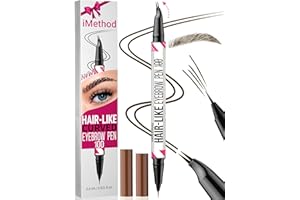 ‎IMETHOD iMethod Curved Microblading Augenbrauenstift - Eyebrow Pencil 2-in-1 Dual-Ended Augenbrauenstift, Eyebrow Pen with Curved Tip & Präziser Pinselspitze Erzeugt Natürliche Augenbrauen, Dark Brown