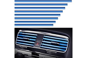 VICDUEKG 10 Piezas Tira Decorativa de Salida de Aire Acondicionado de Coche, Tira de la Decoración Interior del Coche, Tira Moldura Interior de Coche para Decoración Interior de Coche (Azul)