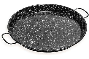 briebe Paellera Valenciana Induzione Smaltata 20 cm, Acciaio Smaltato, 1 Razione di Paella, Adatto per Vetroceramica, Fuoco, Gas, Forno, Sollevamento Nero Jaspeato