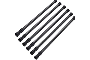 SIQUK 6 Pack Tension Rods Adjustable Spring Cupboard Bars Black Extendable Rod for Wardrobe Bookshelf Bathroom, 40 to 70cm
