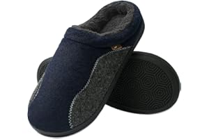 OTIEMU Kapcie męskie z pianką z pamięcią kształtu, ciepłe pluszowe pantofle z podszewką, antypoślizgowe, gumowe podeszwy, do użytku wewnątrz i na zewnątrz