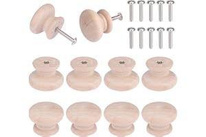 TAKUZA 10 Stück Möbelknöpfe Holz, Holzgriffe für Schränke, Schrankknöpfe Mit Schrauben, Holzknöpfe für kommode, Möbelgriffe holz 35 x 25 mm (Pilzrunde)