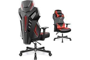 OneGame Silla Gaming, Transpirable Ergonómica Silla Gamer Adulto Estilo Carreras de Ordenador reposabrazos 3D Respaldo Ajustable Silla Escritorio con Soporte Lumbarjustable 150KG, Negro-Rojo