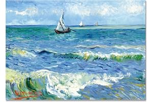 Giallobus - Cuadro - Vincent Van Gogh - El mar en Les Saintes Maries - Vidrio acrílico - 140L x 100l cm - Listo para colgar - Cuadros modernos para el hogar