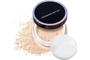 LYNTYAOU Loose Setting Powder, Soft Focus Matte Finish Long Lasting Face Powder for All Skin Type, Smooth Oil Control Long Baking Powder Makeup with Powder Puff, Lightweight Fixing Powder, Natural Color
