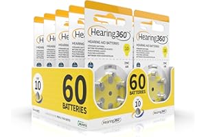Hearing360 batterie per apparecchi acustici PR70 misura 10, pile senza mercurio extra durata e affidabilità (10 blister gialle)