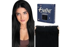 Fshine Extensiones de Cabello Natural Hilo Invisible 14 Pulgadas 30cm 70g Extensiones Pelo Negro Extensiones Color 1 Pelo Humano Hilo Invisible Extensiones de Hilo Natural Color 1