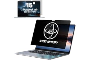 IPROKKO 360° Privacy Screen MacBook Air 15 inch (2023, 2024, M2, M3), Matte Anti Glare Blue Light 15" Mac Scratch Resistant Laptop Screen Protector Filter
