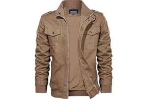 KEFITEVD Automne Hiver Cargo Vestes pour Homme Coupe-vent Coton Vestes avec Plusieurs Poches col Montant Pleine Fermeture éclair Coupe-vent