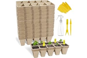SYITCUN 400x Pot Biodegradable pour Semis Plateaux de semis,Paquet de 40 Pot en Tourbe biologiques pour Plantes,Pots de Pépinière Carrés Pot Repiquage,Pots de pépinière Biodégradables,Godet Semis